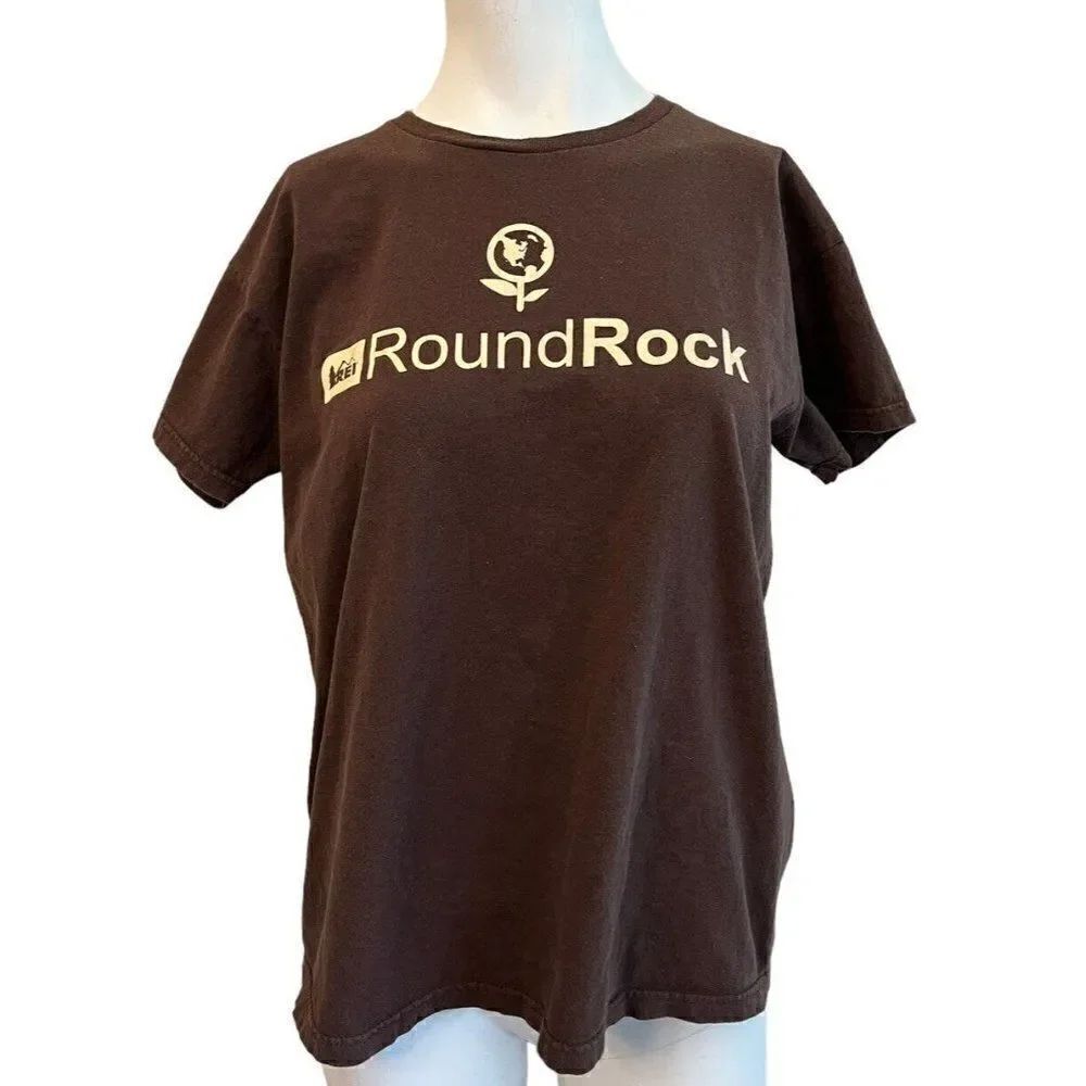 REI Women's Medium Round Rock Texas T Shirt Short Sleeve Brown